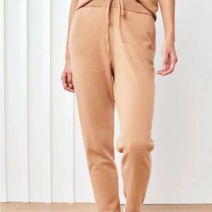 Quince 100% Cashmere Joggers – Camel – Drawstring Knit Pants – Women’s XL – EUC